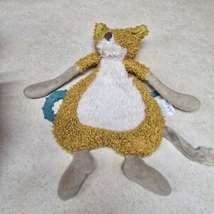Moulin Roty Le Voyage d'Olga Chaussette Fox Plush Activity Toy Teether Mustard